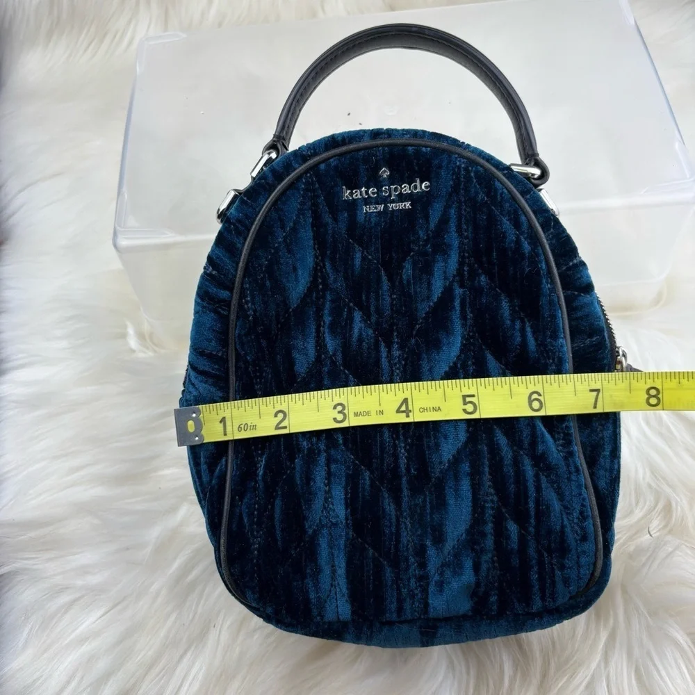 Kate Spade Briar Lane Quilted Crushed Velvet mini Midnight Blue Backpack
